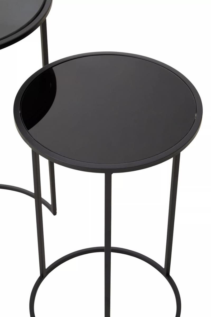 Black Mirrored Plant Stand Set