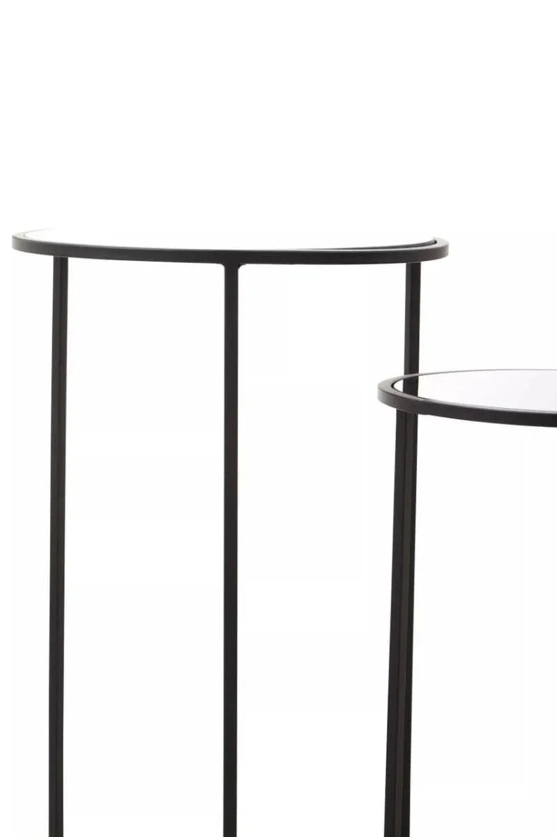 Black Mirrored Plant Stand Set