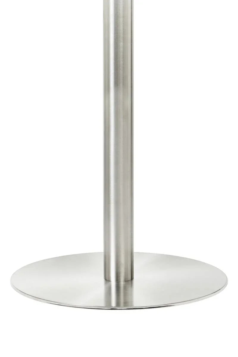Brushed steel round table base with cylindrical central support