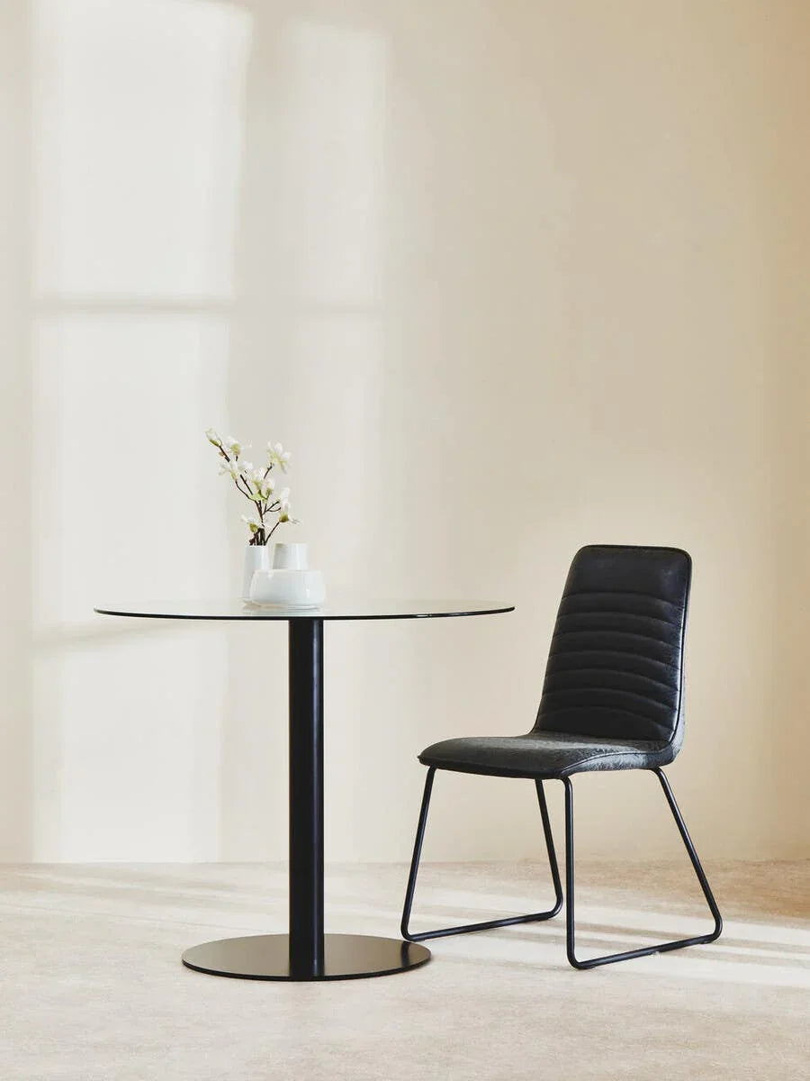 Sleek Black Glass Dining Table