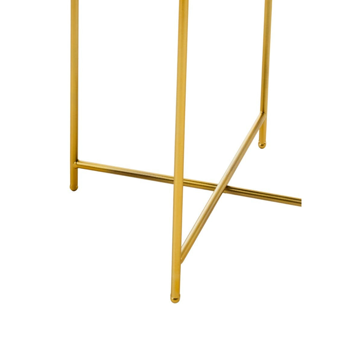 Black top side table with a sleek design, featuring a minimalist black surface supported by a geometric gold metal frame. The frame includes straight legs and a crossbar for stability, showcasing a modern aesthetic suitable for various home decor styles