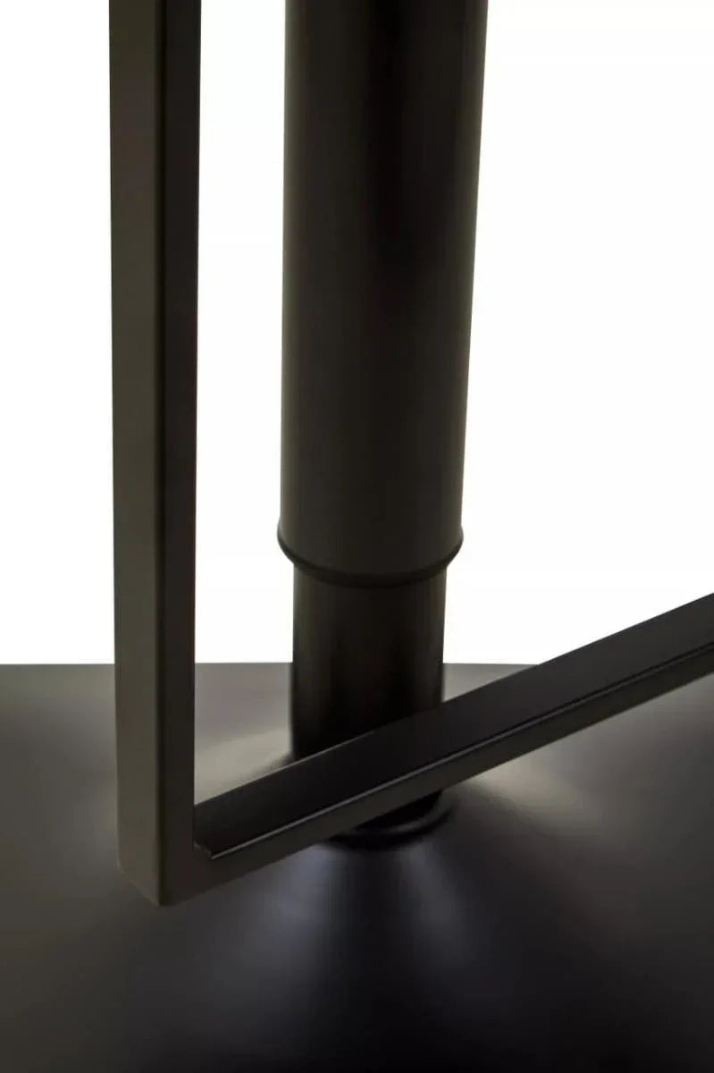 Black metal dining table leg with square and round base detail