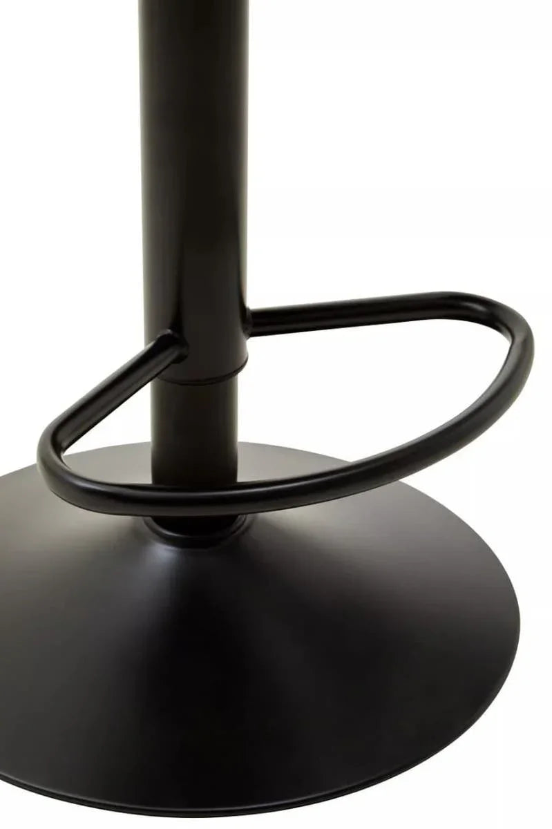 Black bar stool metal base with round footrest and sturdy circular support