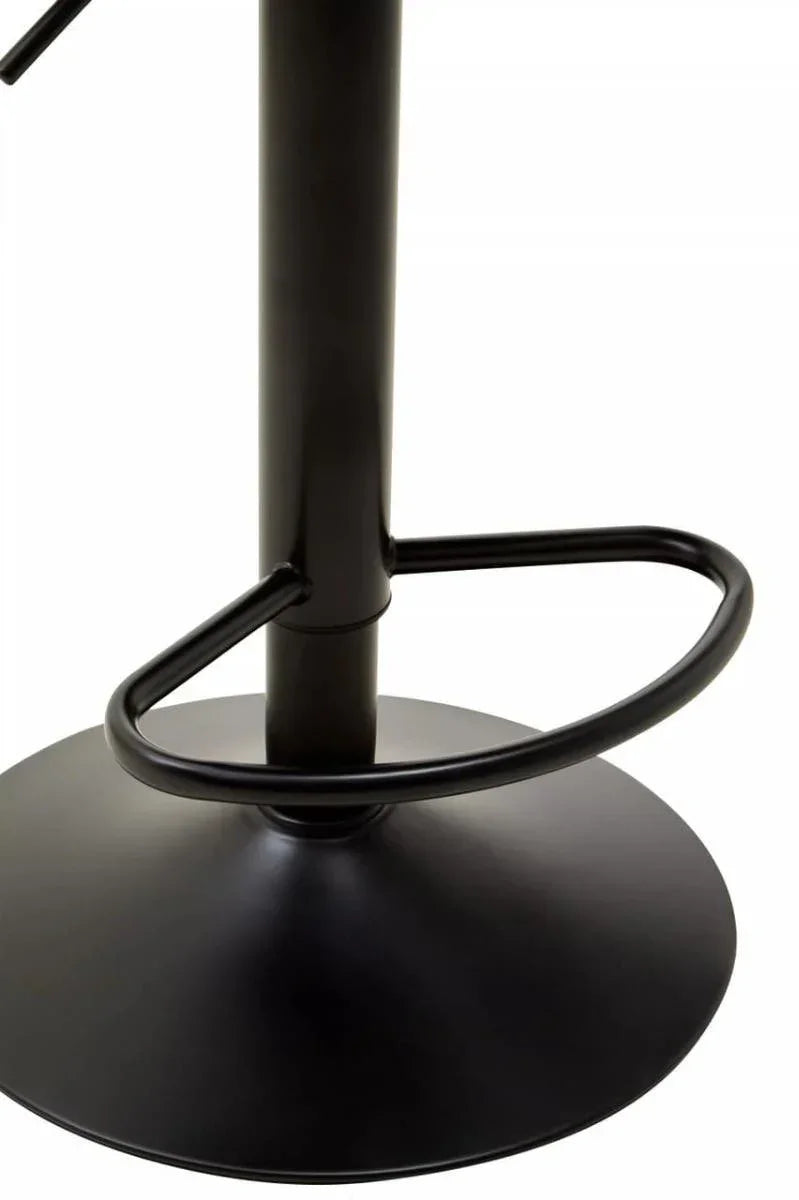 Black bar stool metal base with circular footrest and round pedestal support