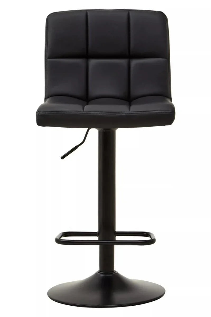 Quilted Black Leather Bar Chair