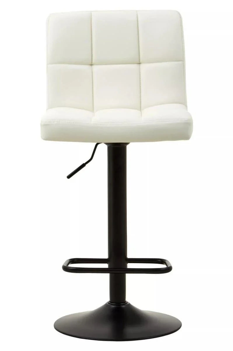 Quilted White Leather Bar Chair