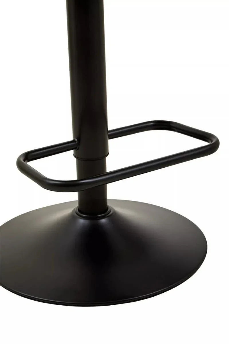 Matte black metal bar stool base with circular footrest and round pedestal support