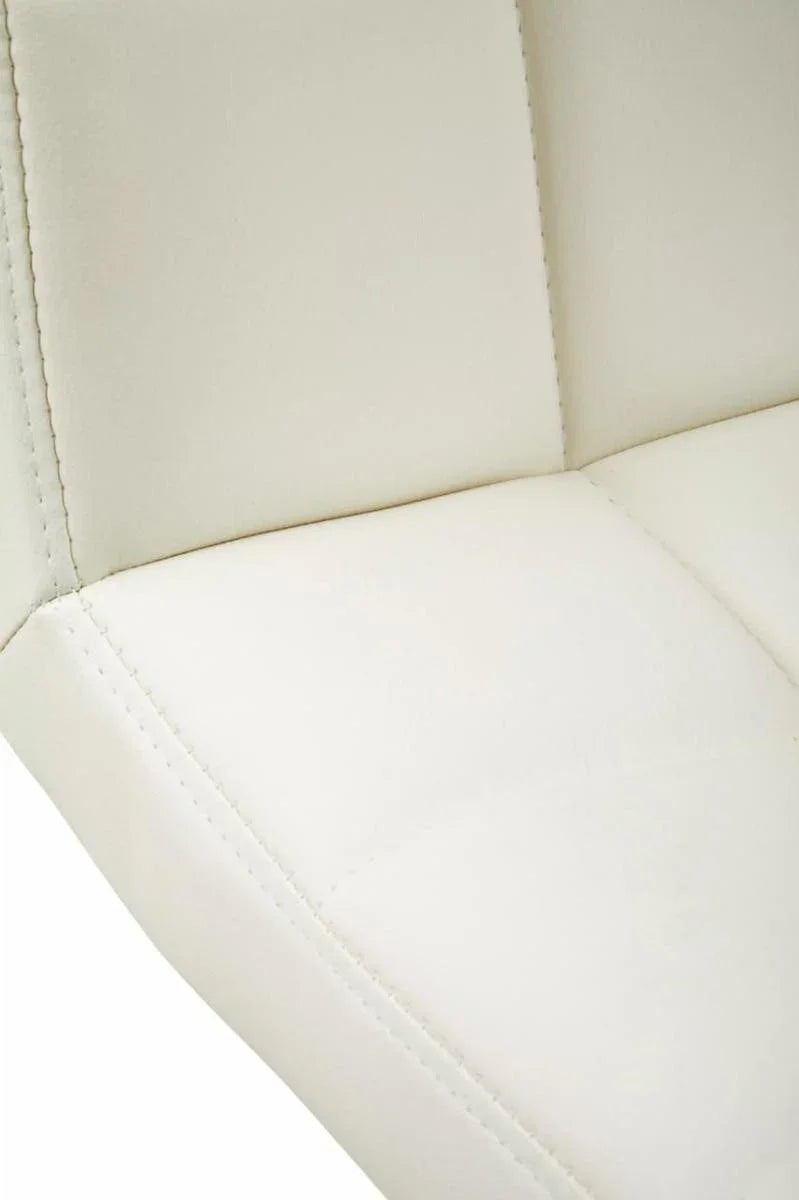 Quilted White Leather Bar Chair