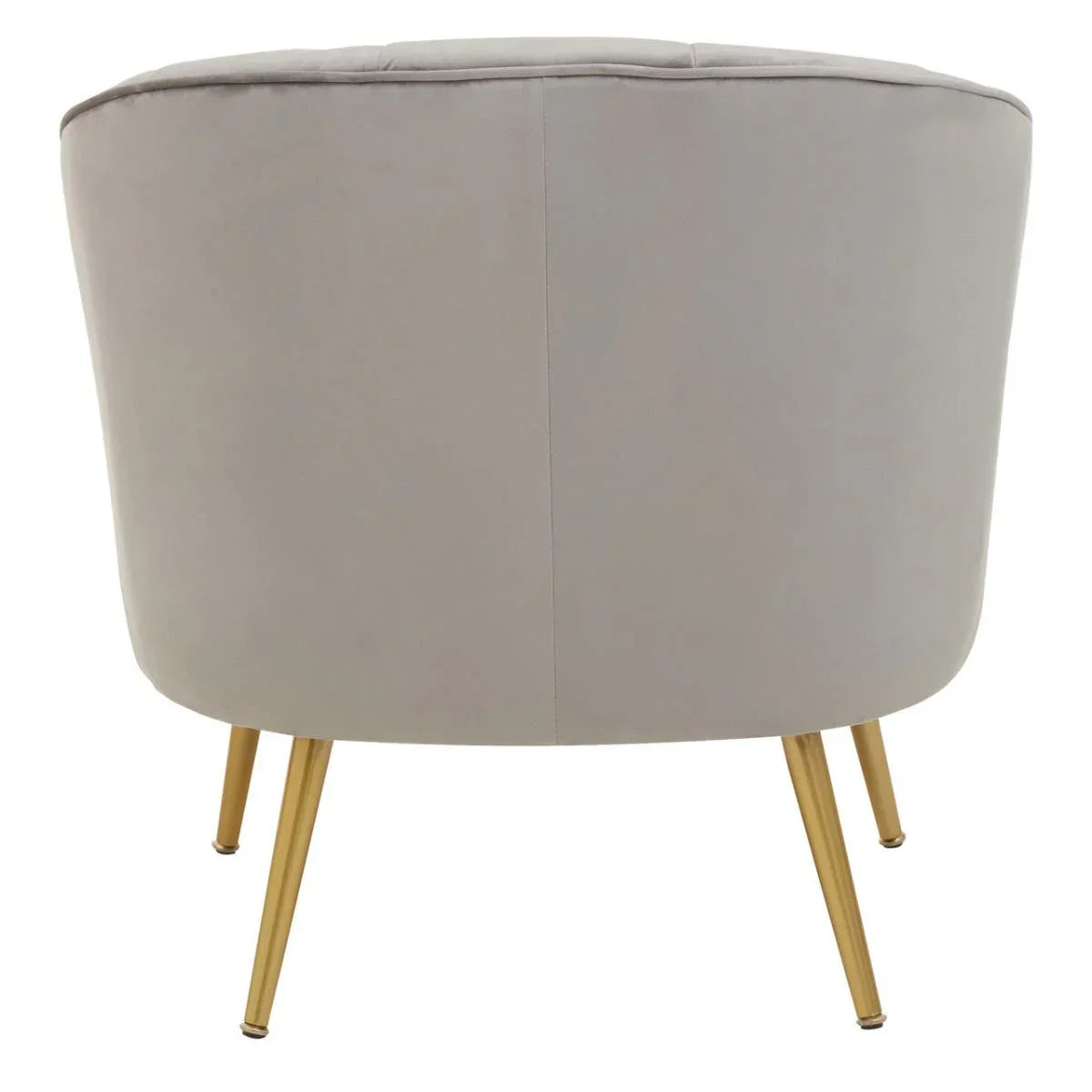 Velvet accent chair back view with gold metal legs