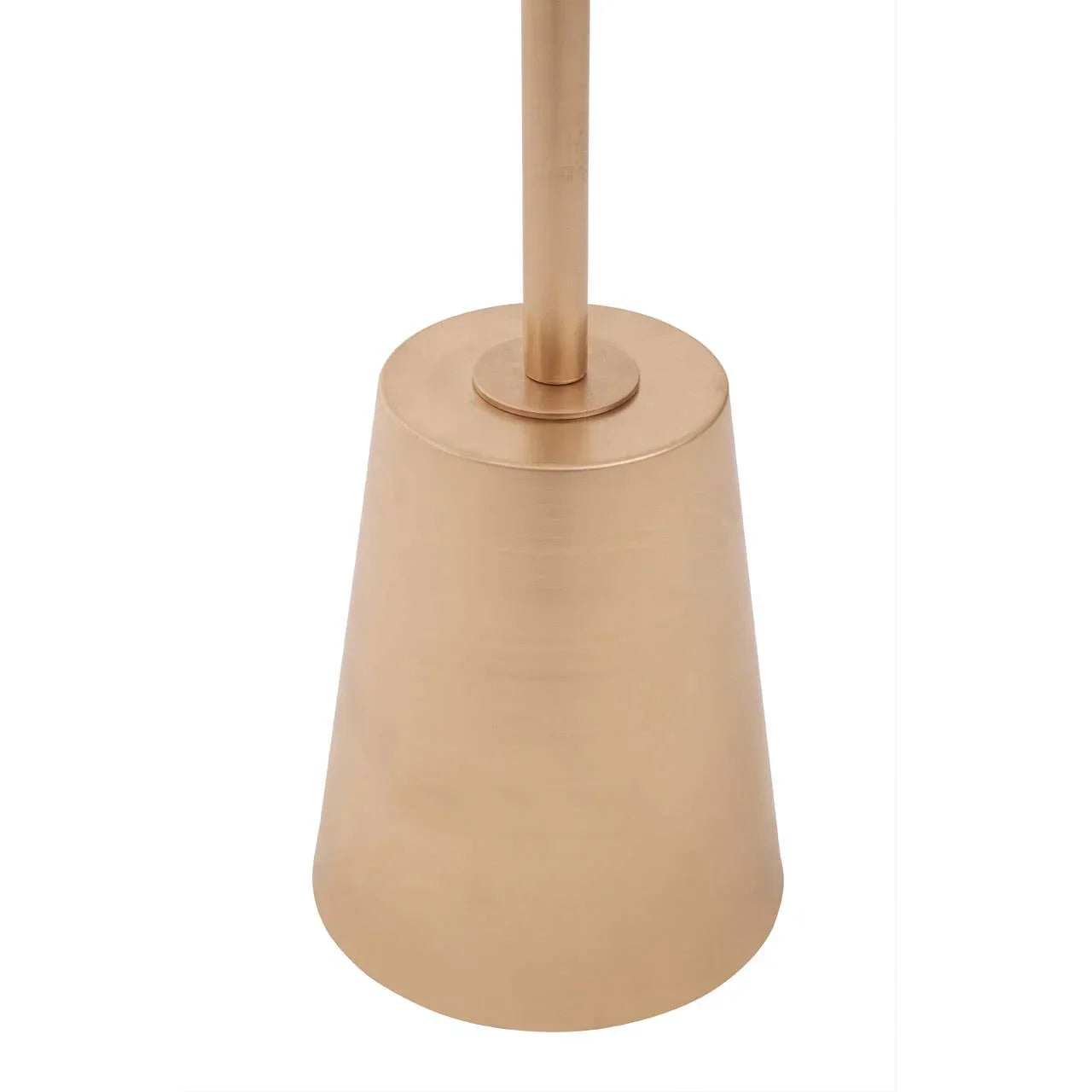 Brushed gold metal lamp base with cylindrical rod and conical shape detail