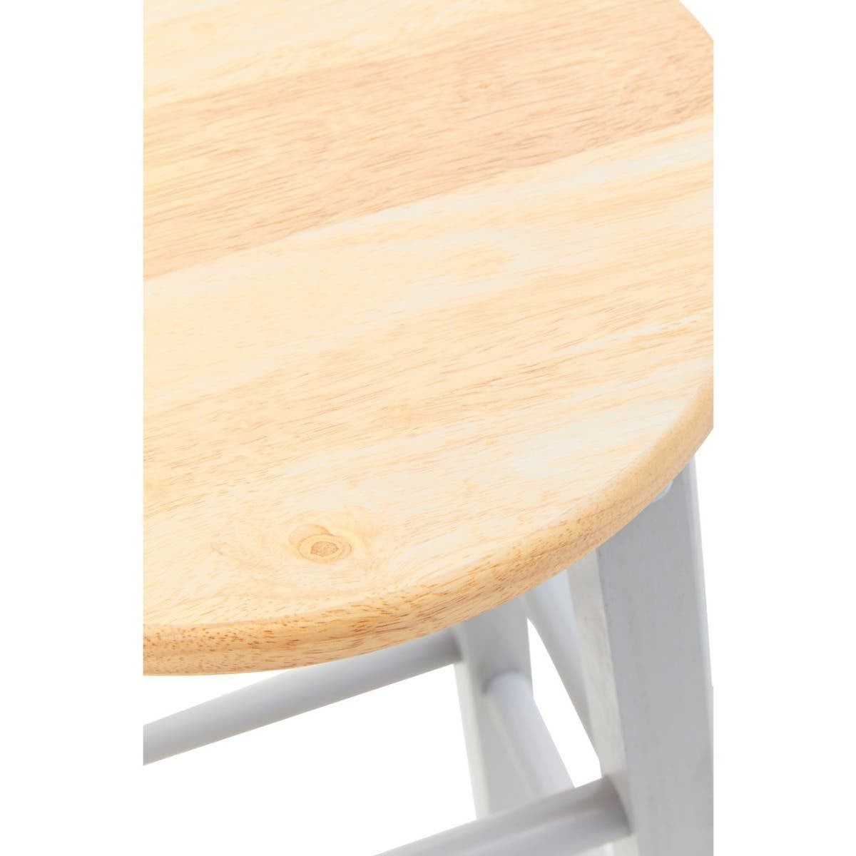 Natural wood seat with a smooth finish and visible wood grain, supported by a grey wooden frame. The stool features a simple, modern design suitable for bar or kitchen use