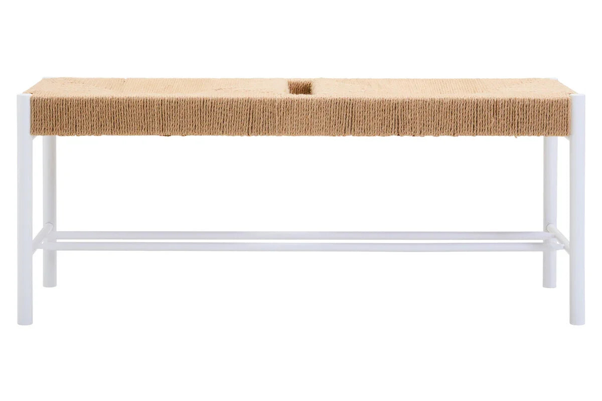 Bandar Large Natural Rope and White Wood Bench
