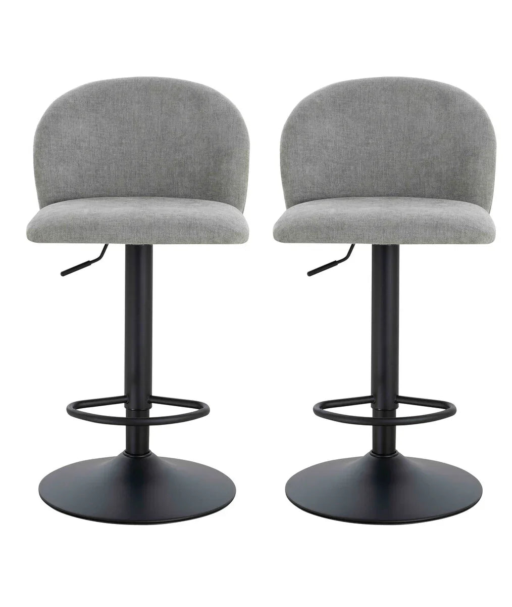 Maxwell Set of 2 Light Grey Textured Fabric Curved Bar Chairs