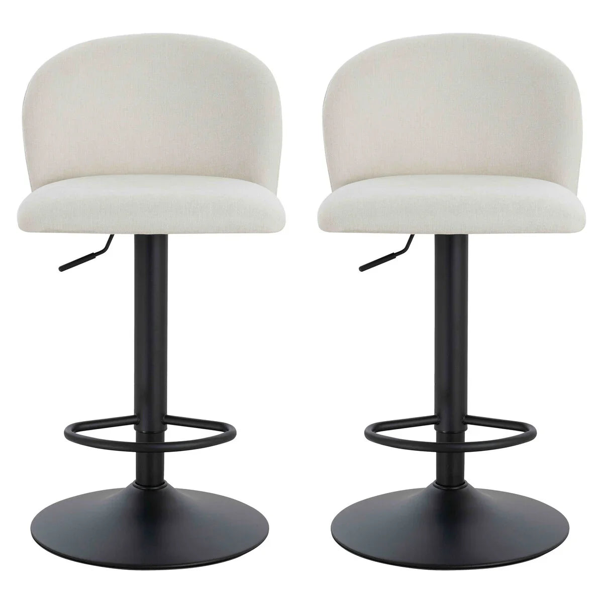 Maxwell Set of 2 Beige Textured Fabric Curved Bar Chairs
