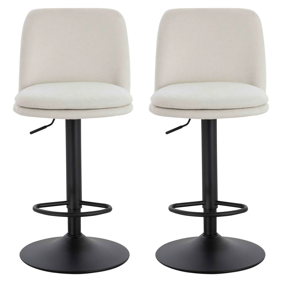 Maxwell Set of 2 Beige Textured Fabric Cushioned Bar Chairs