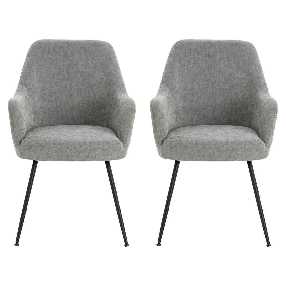 Maxwell Set of 2 Light Grey Textured Fabric Dining Chairs with Arms
