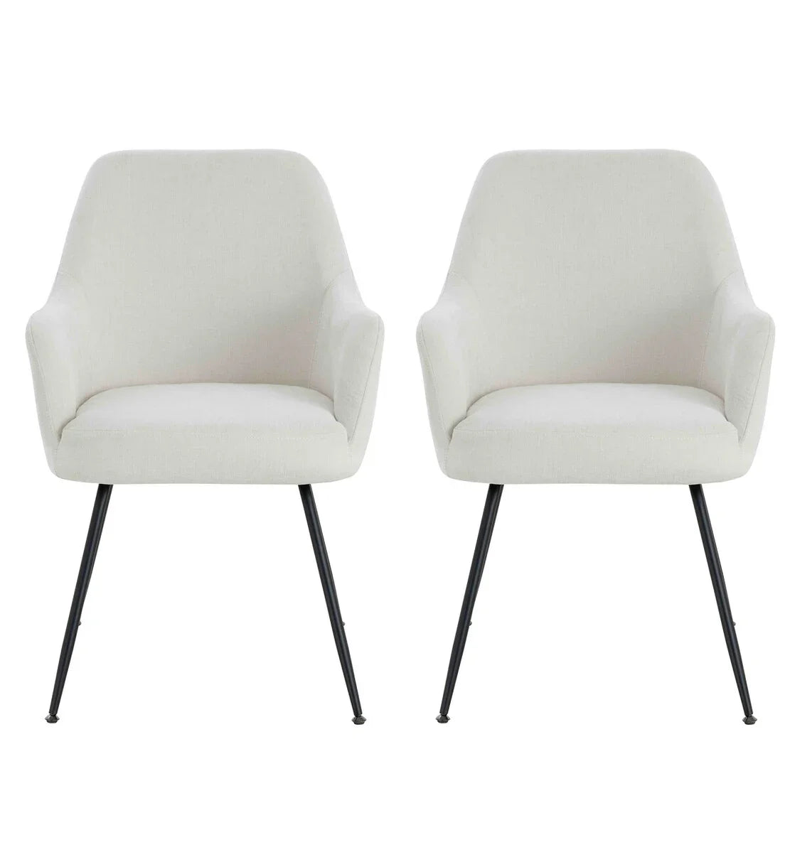Maxwell Set of 2 Light Beige Textured Fabric Dining Chairs with Arms