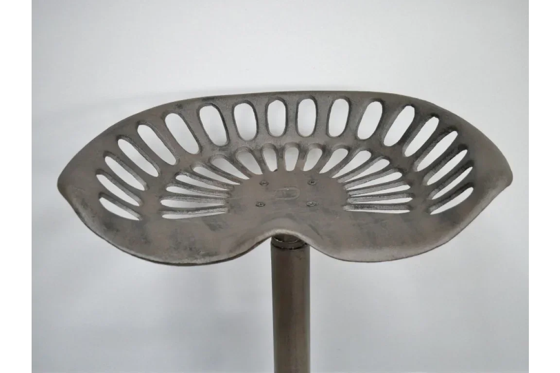 Industrial metal bar stool with saddle seat and cut-out backrest design