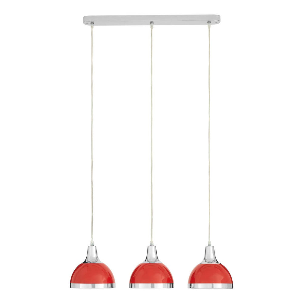 Sleek Red Chrome Pendant Trio