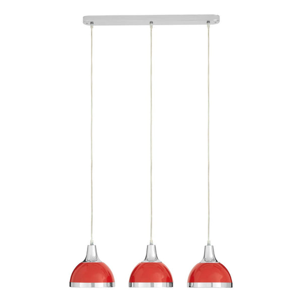 Sleek Red Chrome Pendant Trio
