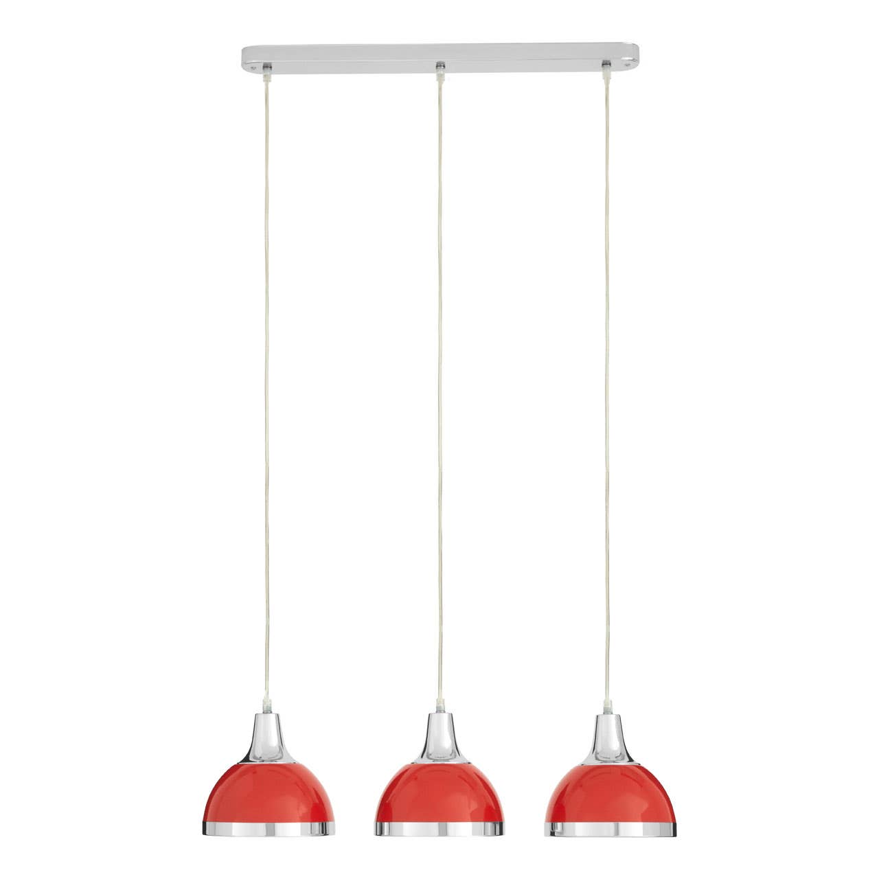 Sleek Red Chrome Pendant Trio