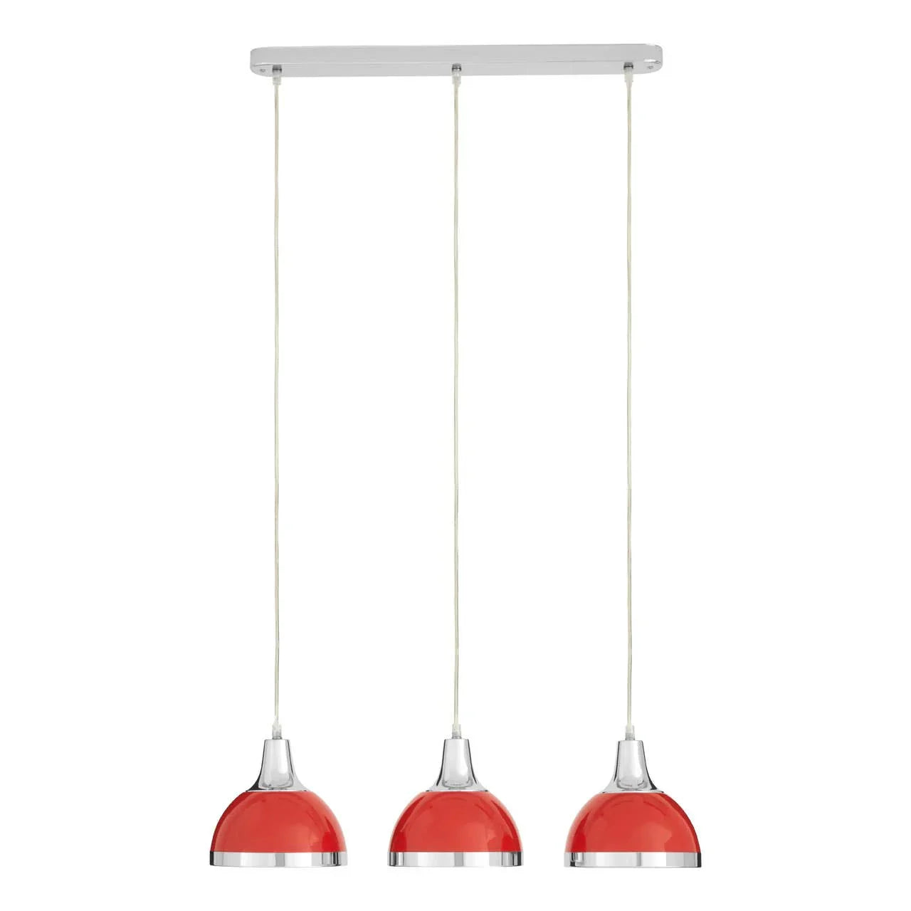 Sleek Red Chrome Pendant Trio