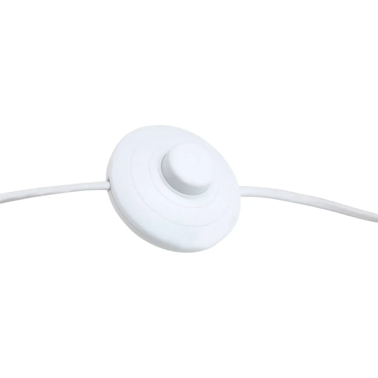 White inline floor lamp switch with round button and connecting cable
