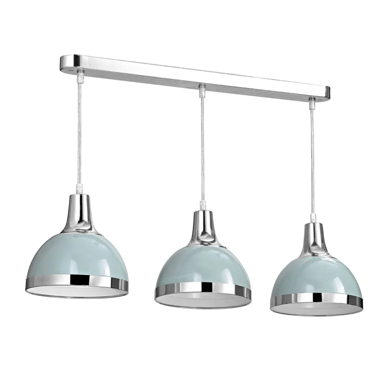 Vermont Three Shutter Blue and Chrome Shade Pendant Light