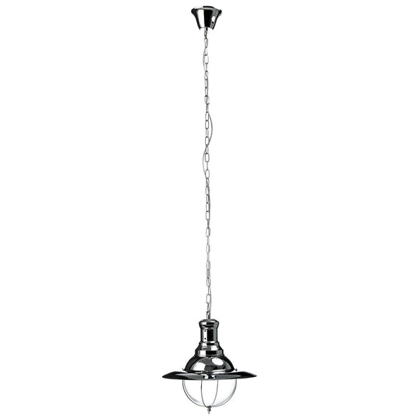 Chrome Industrial Glass Pendant Light