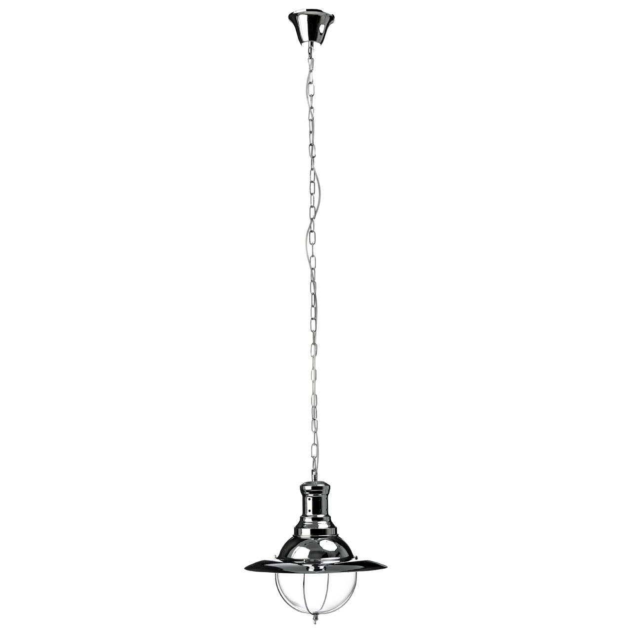 Chrome Industrial Glass Pendant Light
