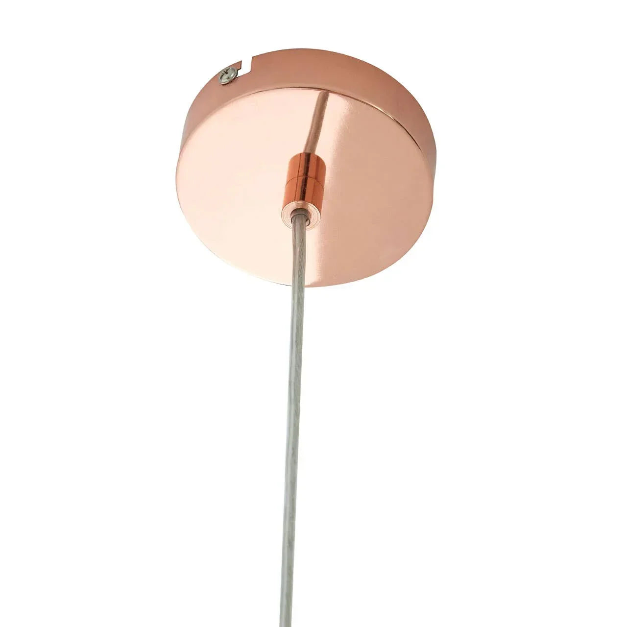 Rose gold pendant light ceiling fitting with visible cable