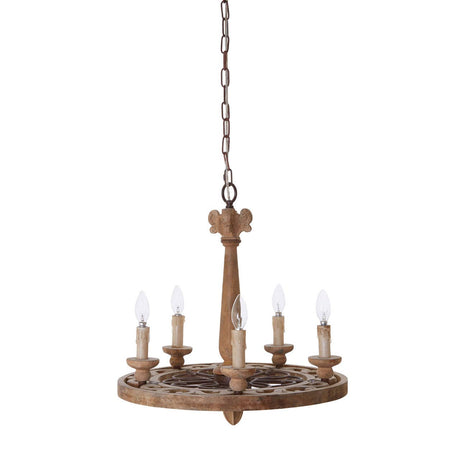 Vintage Wood Metal Chandelier
