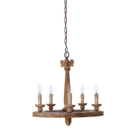 Vintage Wood Metal Chandelier