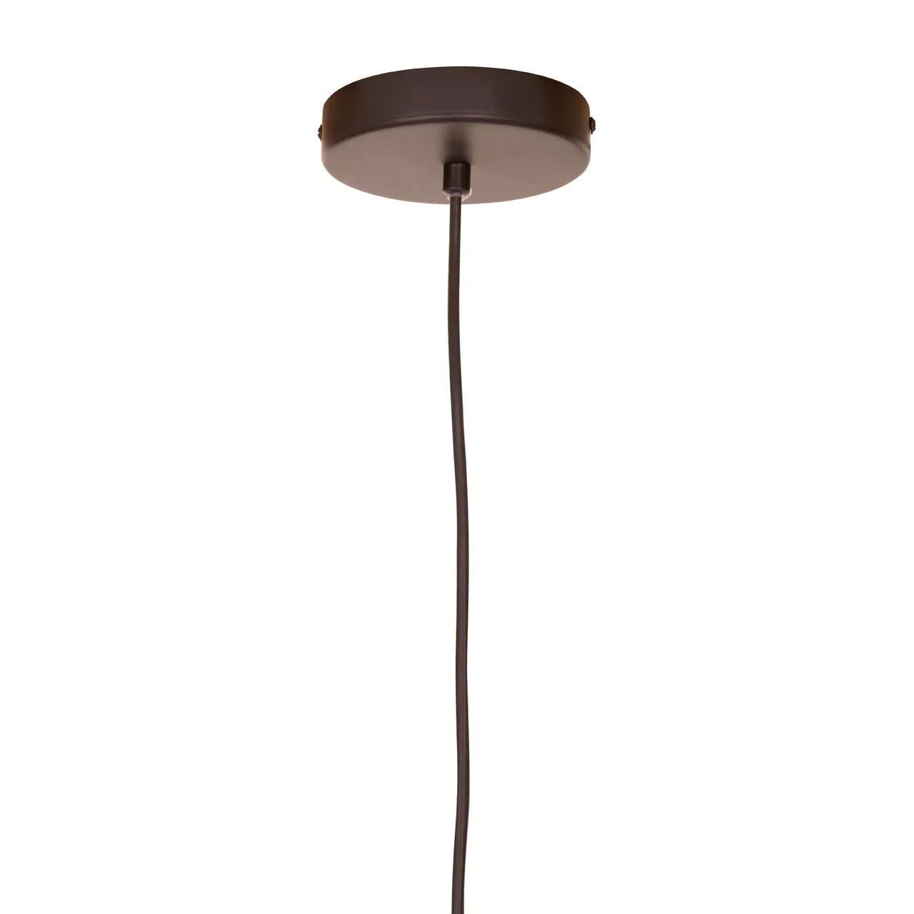 Ceiling rose with black electrical cord for pendant lighting, close-up view