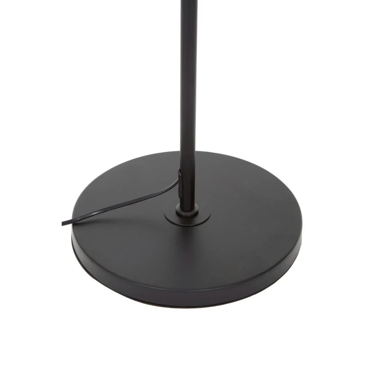 Black metal floor lamp base with central pole and visible power cord