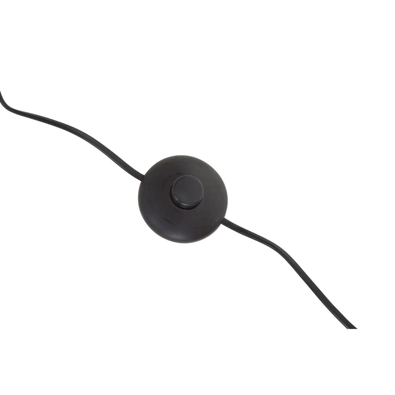 Black floor lamp foot switch with round button and attached power cable