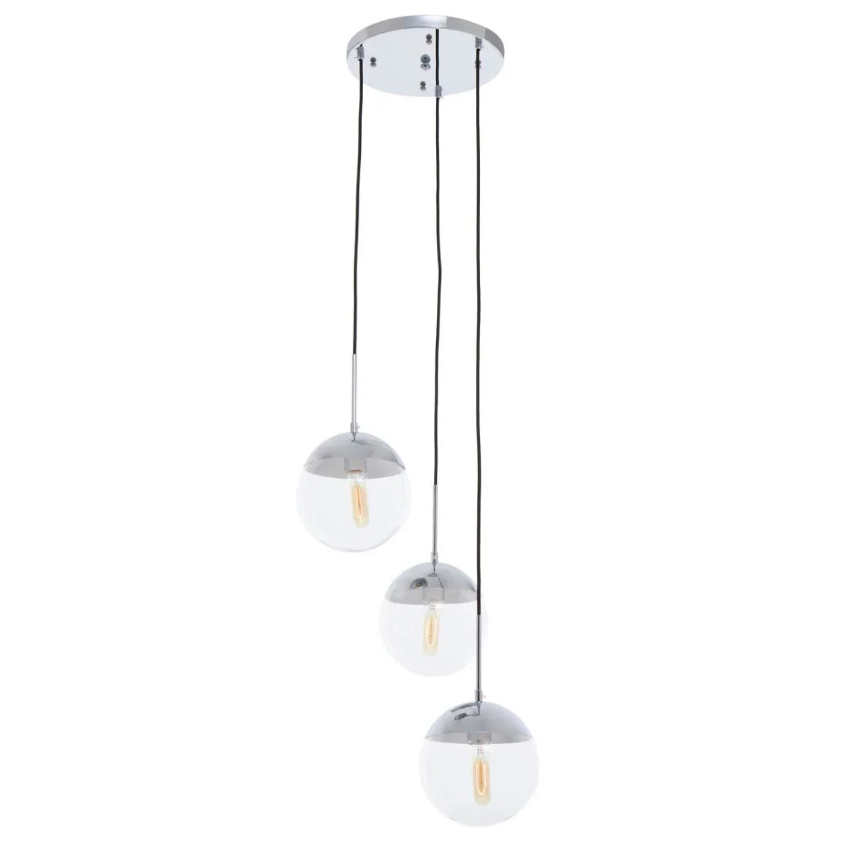 Chrome Globe Pendant Light Trio