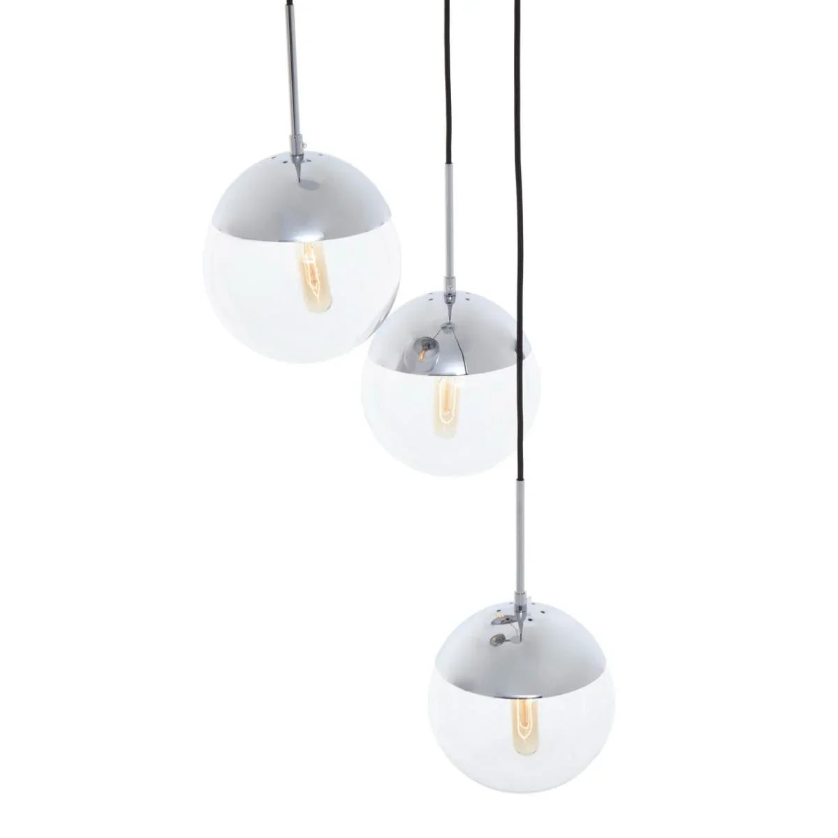Chrome Globe Pendant Light Trio