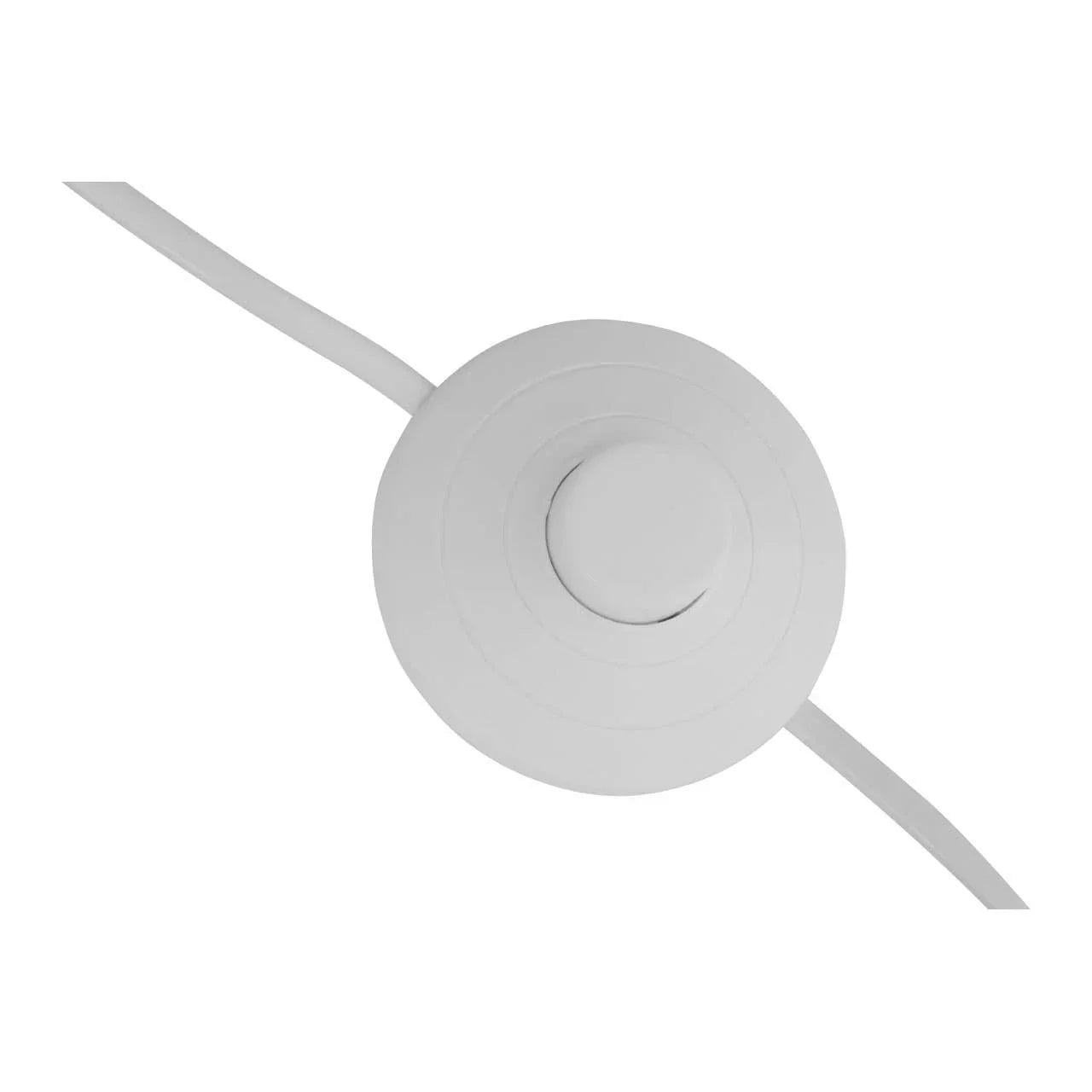 White floor lamp foot switch with circular design and cable on white background