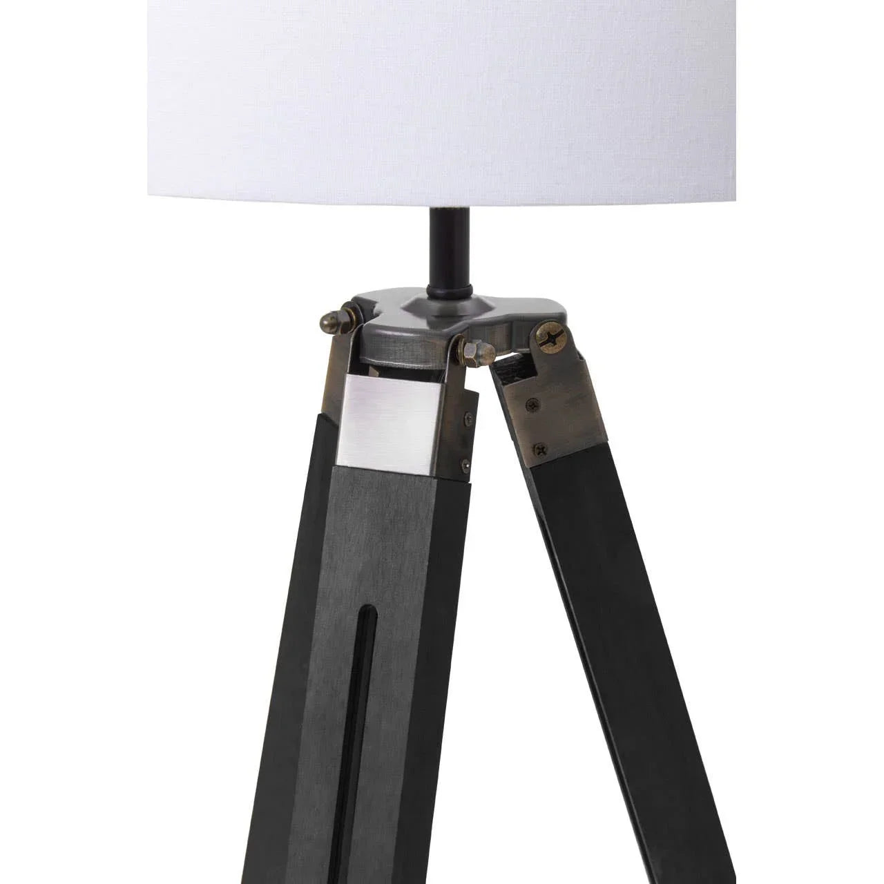 Modern Black Wood Tripod Lamp