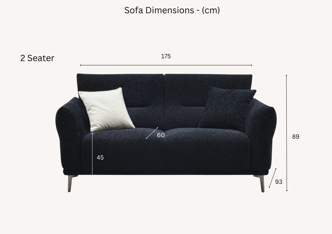 Aluxo Albany Sofa Range in Black Lux Boucle Fabric