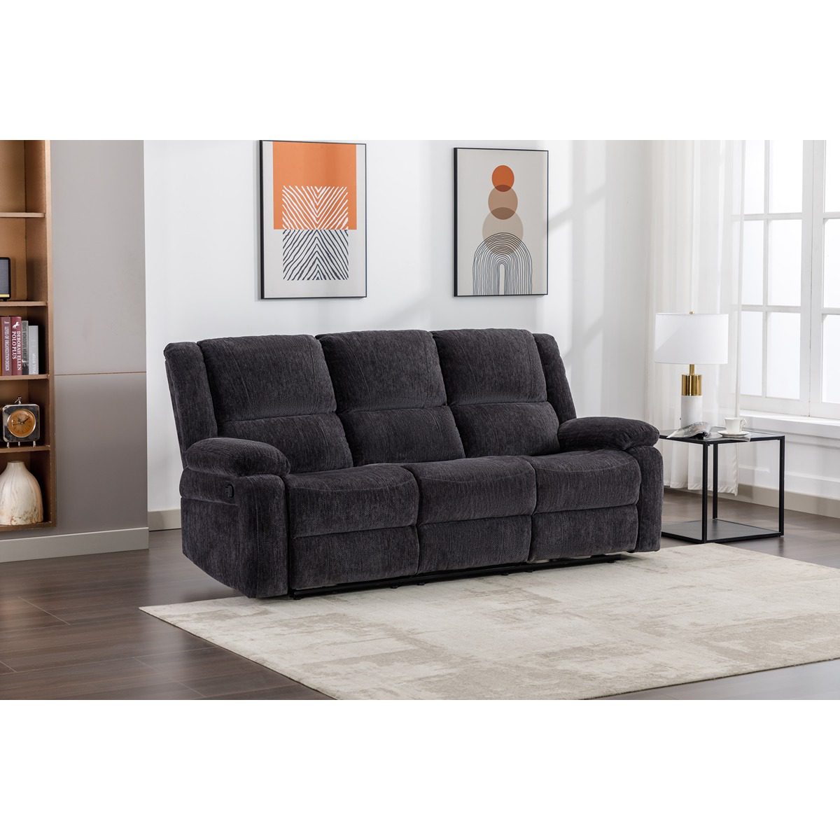 Perth 3 Seater Recliner Charcoal