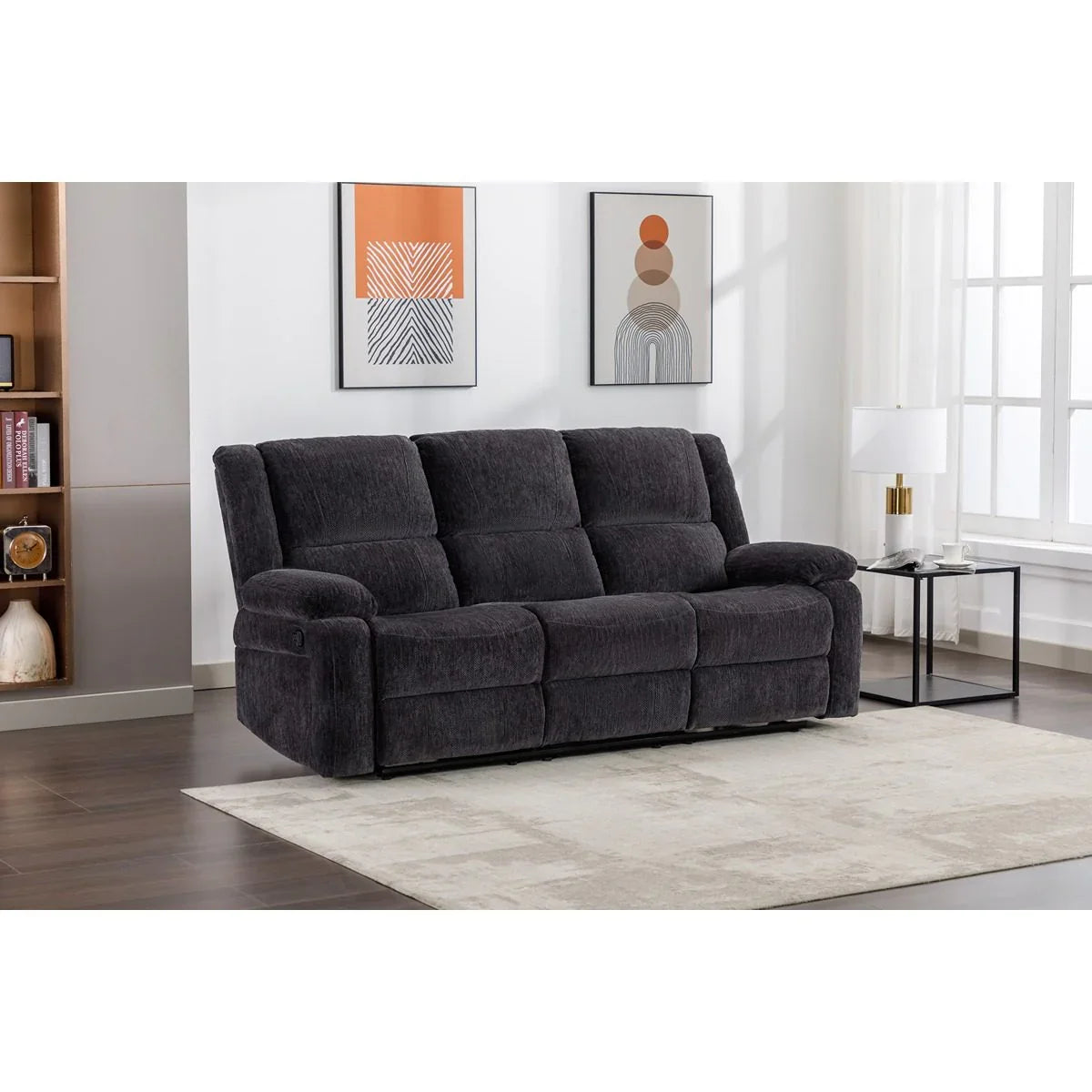 Perth 3 Seater Recliner Charcoal