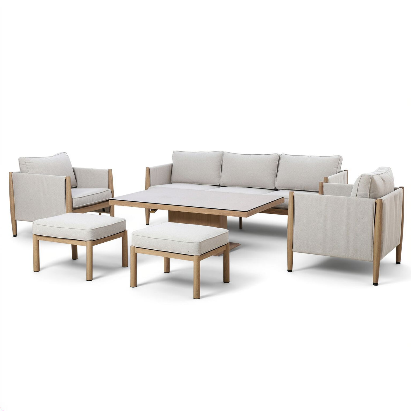 Burford 3 Seat Sofa Casual Dining Set With Rising Table