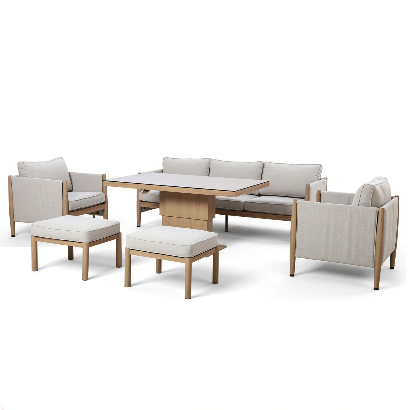 Burford 3 Seat Sofa Casual Dining Set With Rising Table