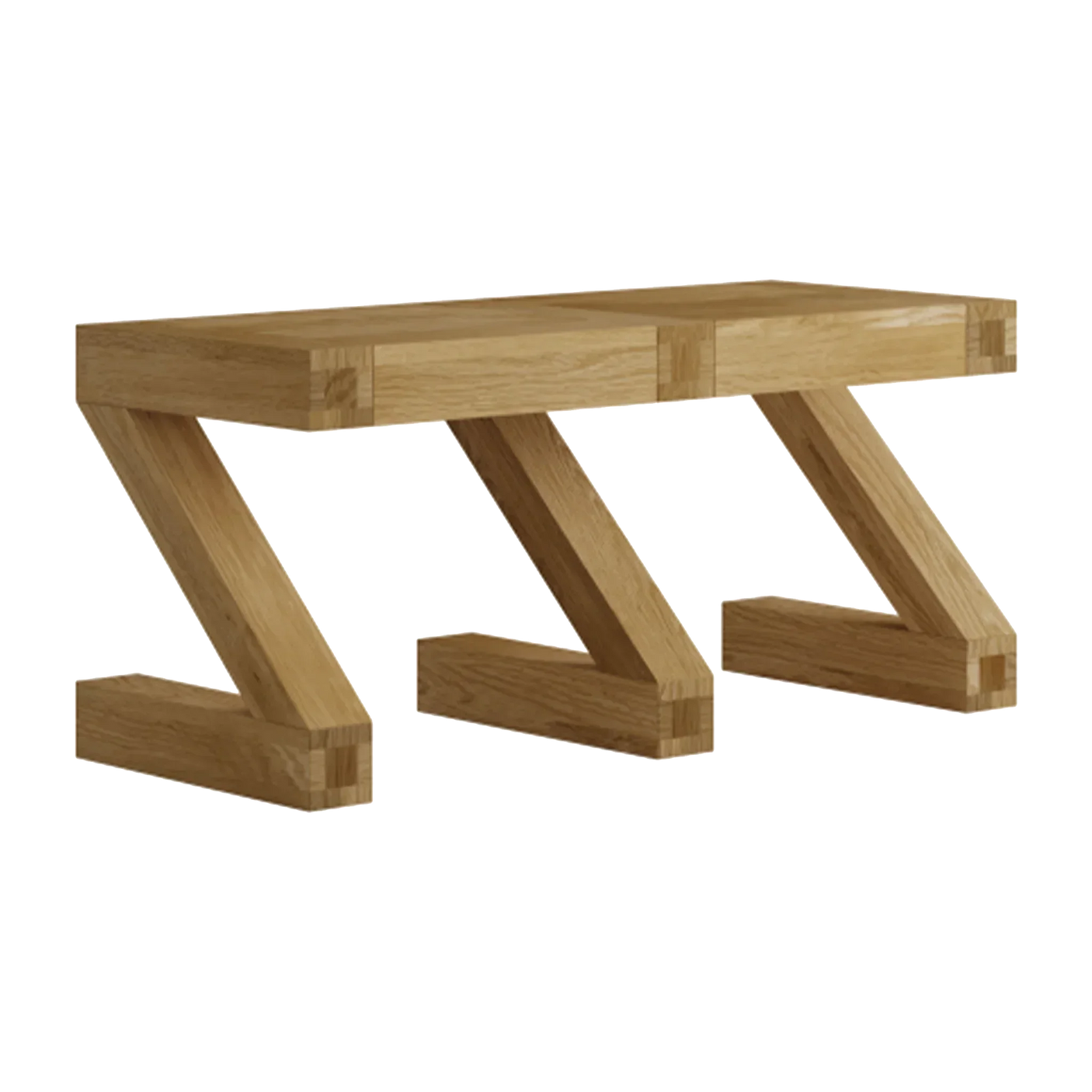 oak dining bench with angled wooden legs and rectangular seat