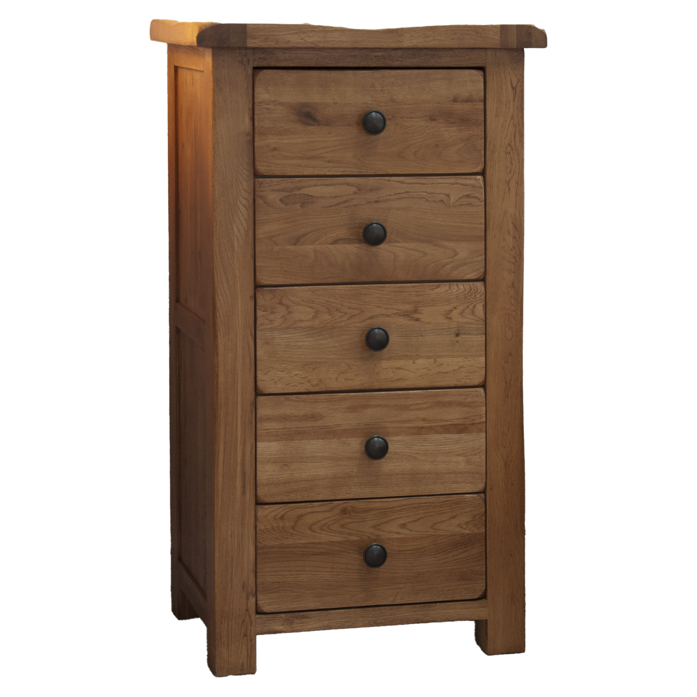 Rustic Oak 5 Drawer Narrow Chest