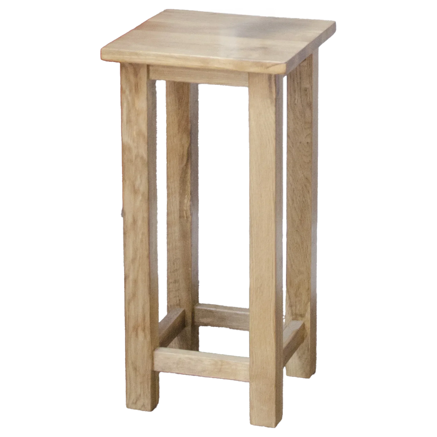 Light oak plant stand with square top and four sturdy legs