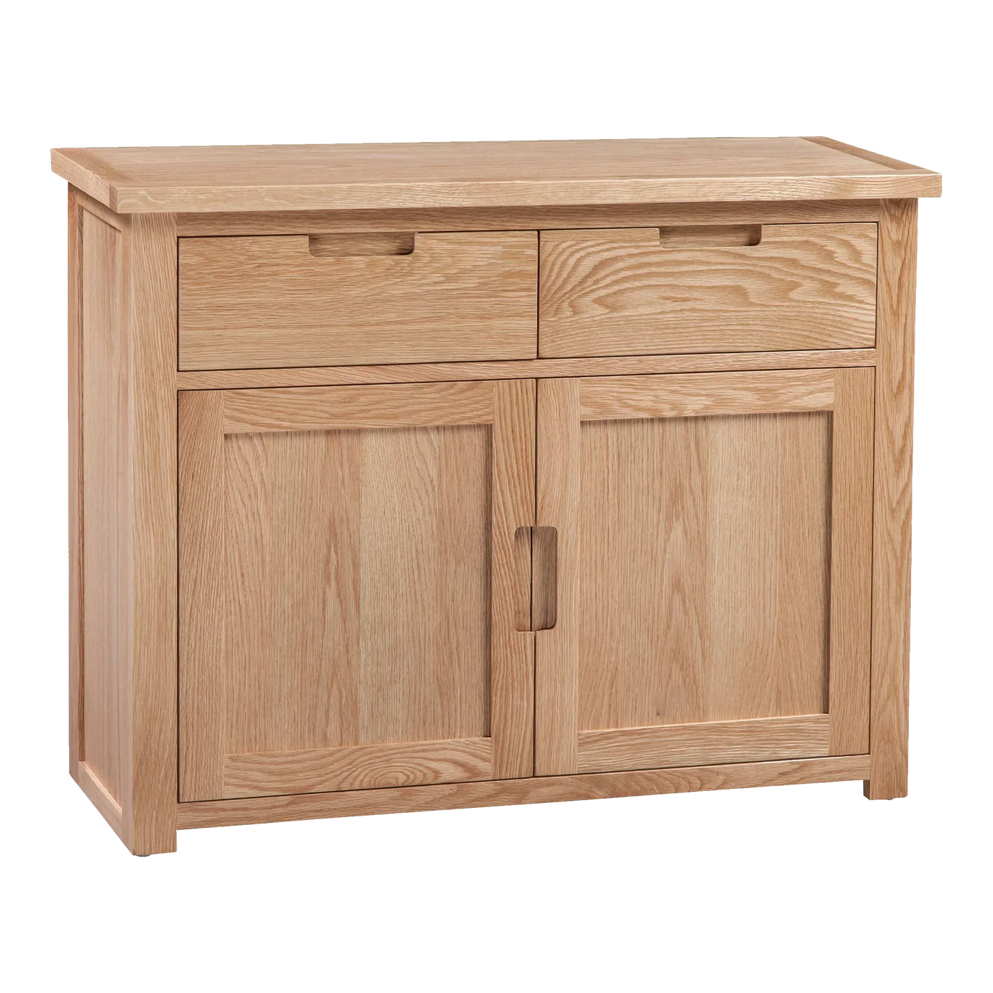 Light oak sideboard with two drawers and double doors, modern furniture storage cabinet