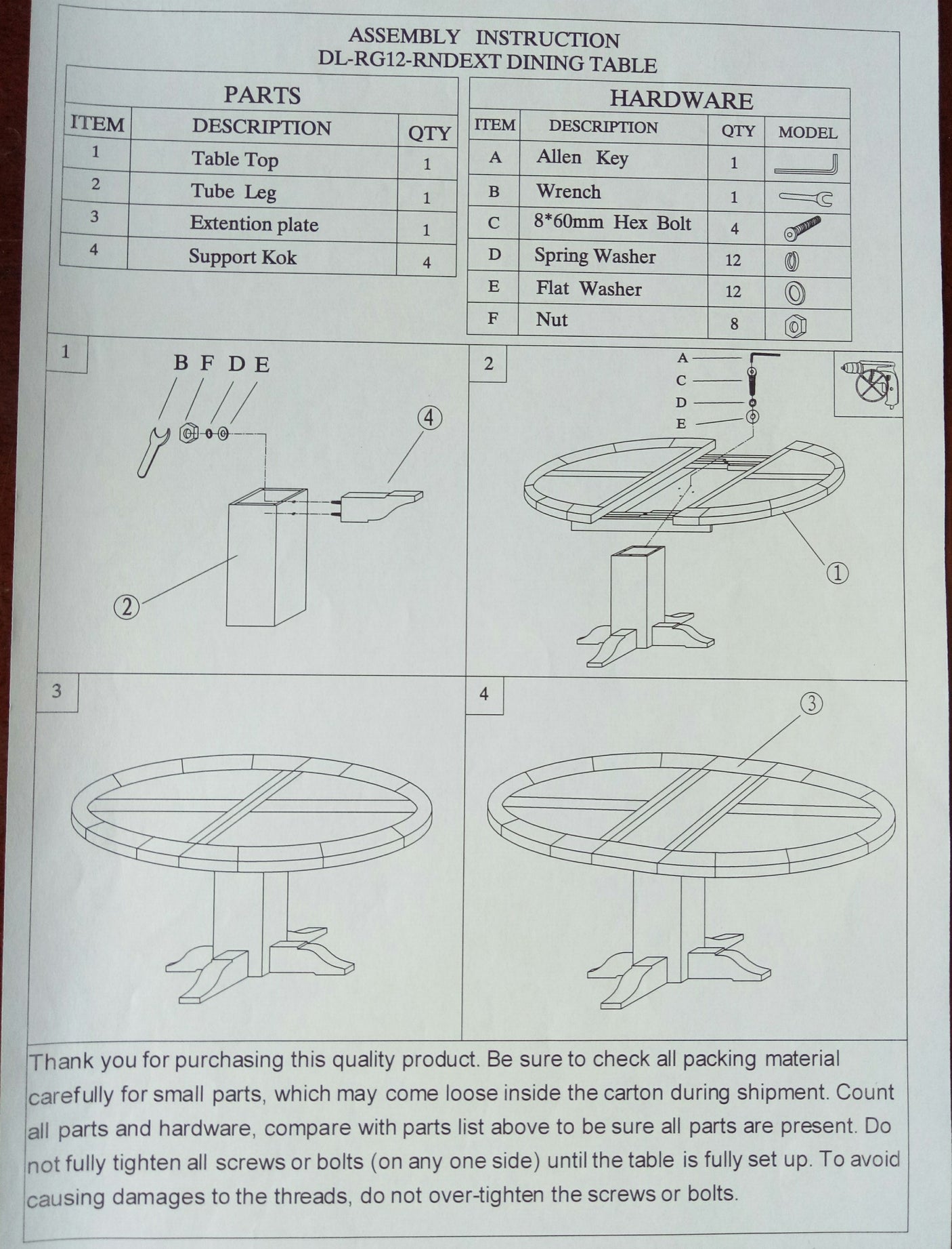 Deluxe Round Extending Table 1250+(1x550)